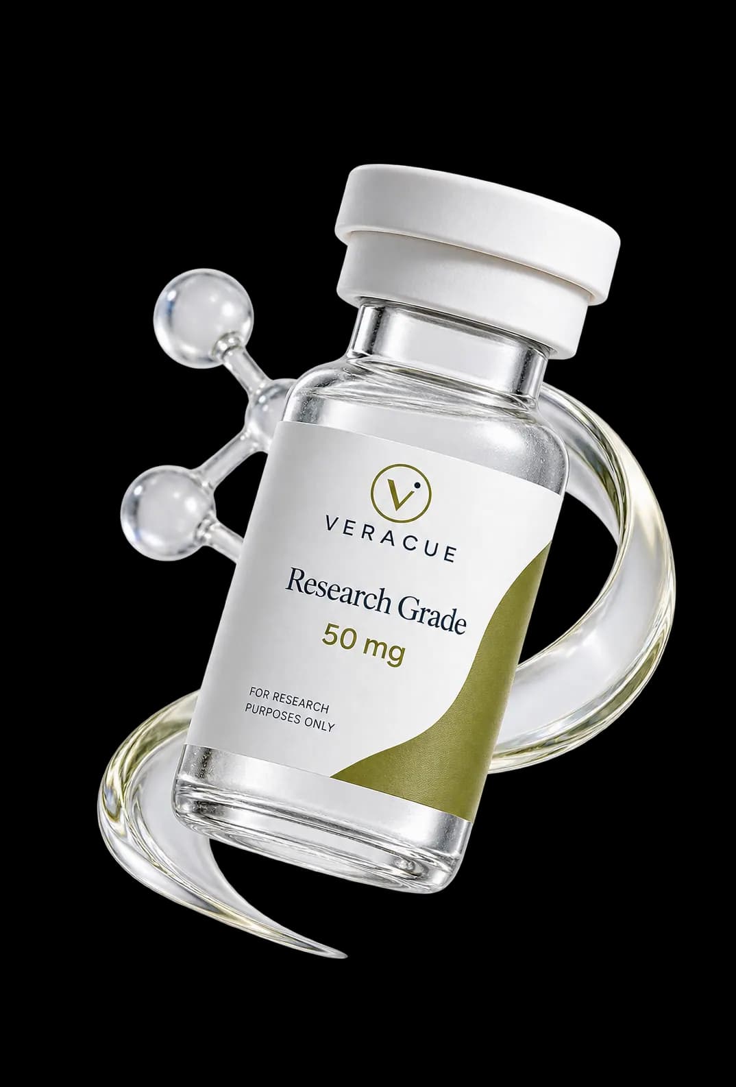 Veracue Research Peptide with Floating Glass Molecular Helix